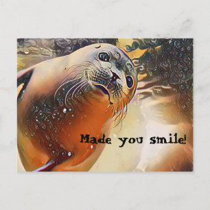 Cute Seal Wildlife Pop Art maakte je glimlachen Briefkaart