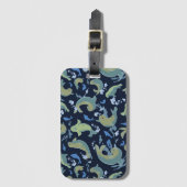 Cute Seals Deep Blue Bagagelabel (Voorkant (verticaal))