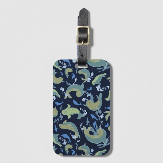 Cute Seals Deep Blue Bagagelabel (Voorkant (verticaal))