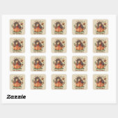 Cute Seasonal Herfst scarecrow klantgerichte stick Vierkante Sticker (Vel)