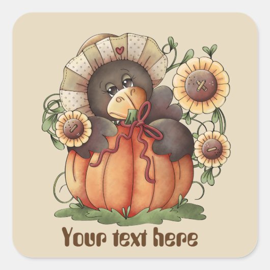 Cute Seasonal Herfst scarecrow klantgerichte stick Vierkante Sticker (Voorkant)