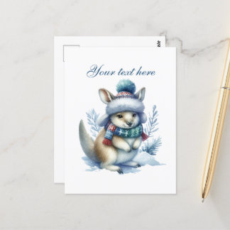 Cute Seasonal Winter kangaroo add text  Briefkaart