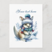 Cute Seasonal Winter kangaroo add text Briefkaart (Voorkant)