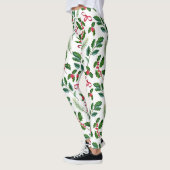 Cute Seasons Greetings Waterverf Greenery Pattern Leggings (Links)