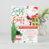 Cute Secret Père Noël Christmas Invitations Aquare (Debout devant)