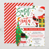 Cute Secret Père Noël Christmas Invitations Aquare (Devant / Derrière)