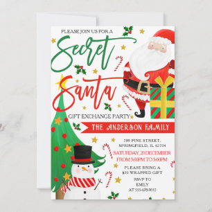 Cute Secret Père Noël Christmas Invitations Aquare