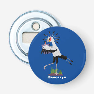 Cute secretaresse vogelbriefjes cartoon button flesopener