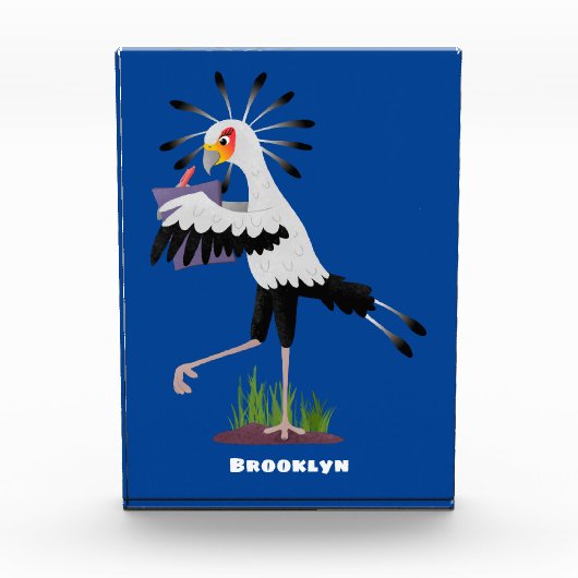 Cute secretary bird writing notes cartoon fotoblokken (Voorkant)