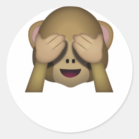 Cute See No Evil Monkey Emoji Ronde Sticker (Voorkant)