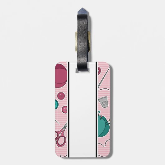 Cute Seing Thleing Pattern Roze Bagagelabel (Achterkant verticaal)
