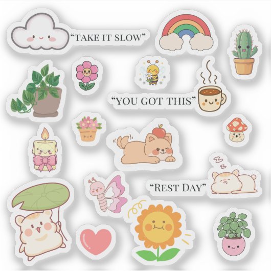 Cute Self Care Stickers (Devant)