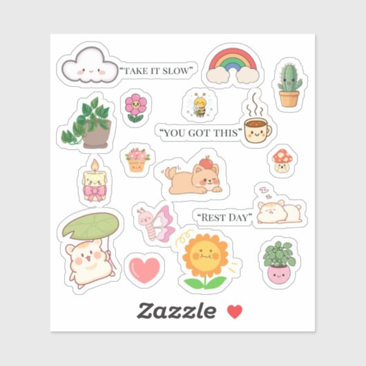 Cute Self Care Stickers (Vel)