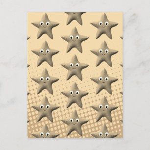 Cute Sepia Starfish Patroon Briefkaart