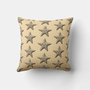 Cute Sepia Starfish Patroon Kussen
