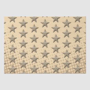 Cute Sepia Starfish Patroon Tissuepapier