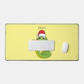 Cute serpent vert avec chapeau santa dessin animé (Clavier et souris)