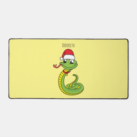 Cute serpent vert avec chapeau santa dessin animé (Recto)