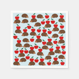 Cute serviettes en papier hérisson et pommes
