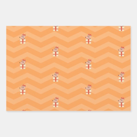 Cute Set 3 Sheets Opossum Posum Wrapping Paper (Voorkant)