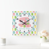 Cute sewing room decor add message vierkante klok (Huis)