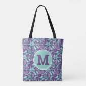 Cute Shabby Chic Paars and blue Paisley Monogram Draagtas (Achterkant)