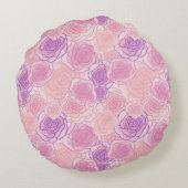 Cute Shabby Pink Roses Gepersonaliseerd Monogram Rond Kussen (Achterkant)