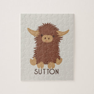 Cute, shaggy Highland koe, aangepast ontwerp Legpuzzel