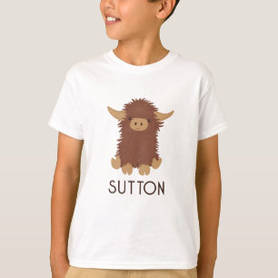 Cute, shaggy Highland koe, aangepast ontwerp T-shirt
