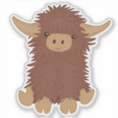 Cute, shaggy Highland koe design Sticker (Voorkant)