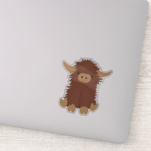 Cute, shaggy Highland koe design Sticker