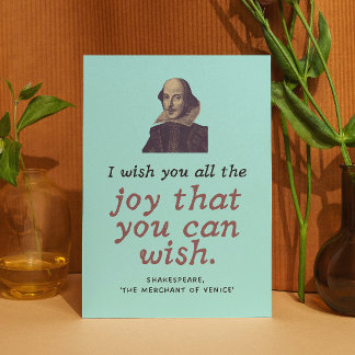 Cute Shakespeare Joy Quote Dark Academia Birthday Kaart