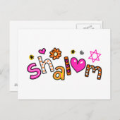 Cute Shalom Greeting Text Expression Briefkaart (Voorkant / Achterkant)