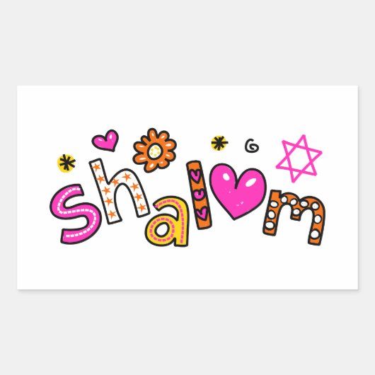 Cute Shalom Greeting Text Expression Rechthoekige Sticker (Voorkant)