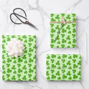 Cute Shamrock Pattern Green Inpakpapier Vel