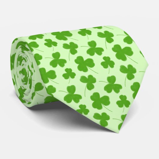 Cute Shamrock Pattern Green Stropdas (Opgerold)