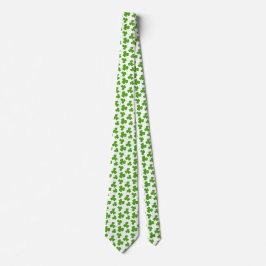 Cute Shamrock Pattern White Stropdas (Voorkant)