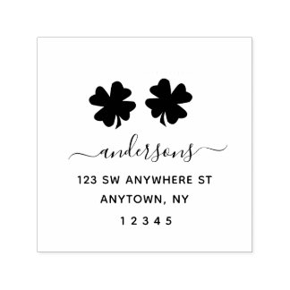 Cute Shamrock Return Address Personalized Zelfinktende Stempel