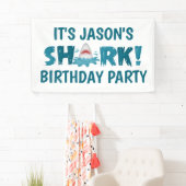 Cute SHARK Anniversaire Fête Bannière Enfant (En situation)