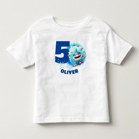 Cute Shark Birthday Name Boy Kinder Shirts (Voorkant)
