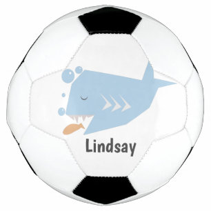 Cute Shark Blue  Monogram Naam   Voetbal