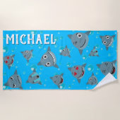 Cute Shark Cartoon Underwater Ocean Pattern Strandlaken (Voorkant)