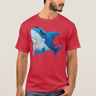Cute Shark Drink Bubble Boba Tea Boy Mannen T-shirt