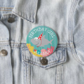 Cute Shark Girls Birthday 3-inch Button (In situ)