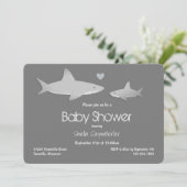 Cute Shark Grey Baby shower Kaart (Staand voorkant)