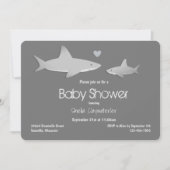 Cute Shark Grey Baby shower Kaart (Voorkant)