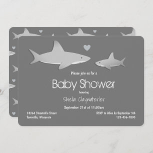 Cute Shark Grey Baby shower Kaart