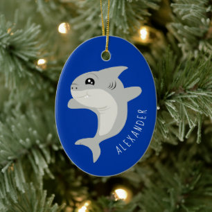 Cute Shark Kinder Name Keramisch Ornament