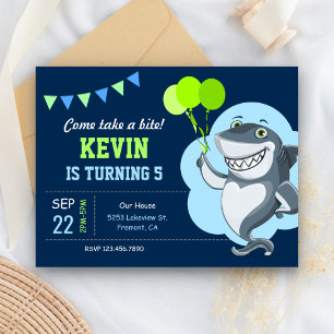 Cute Shark Kinderverjaardagsfeestje Uitnodiging Briefkaart