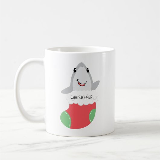 Cute Shark Noël Stocking Mug (Gauche)